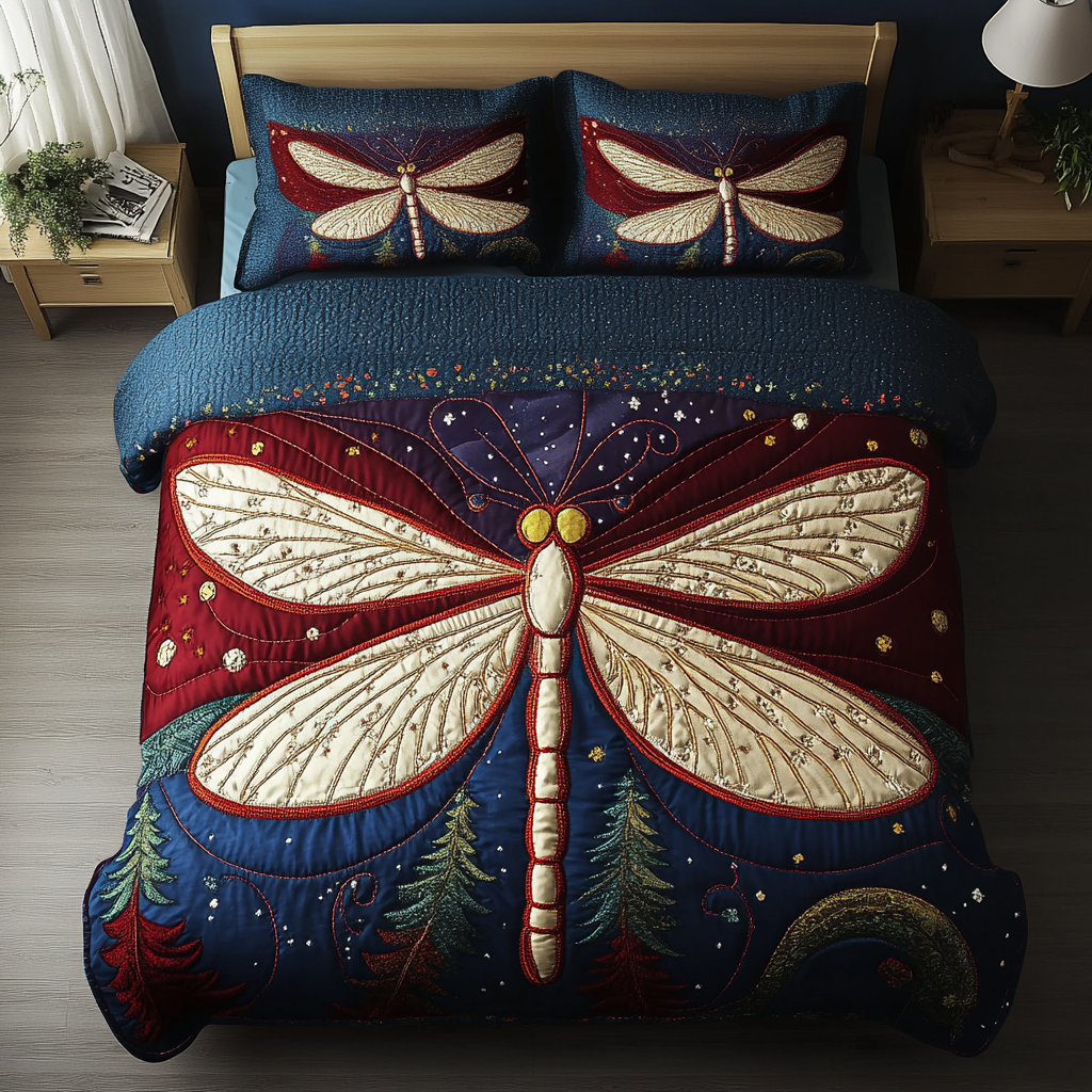 Dragonfly 3-Piece Quilted Bedding Set NCU0VT96