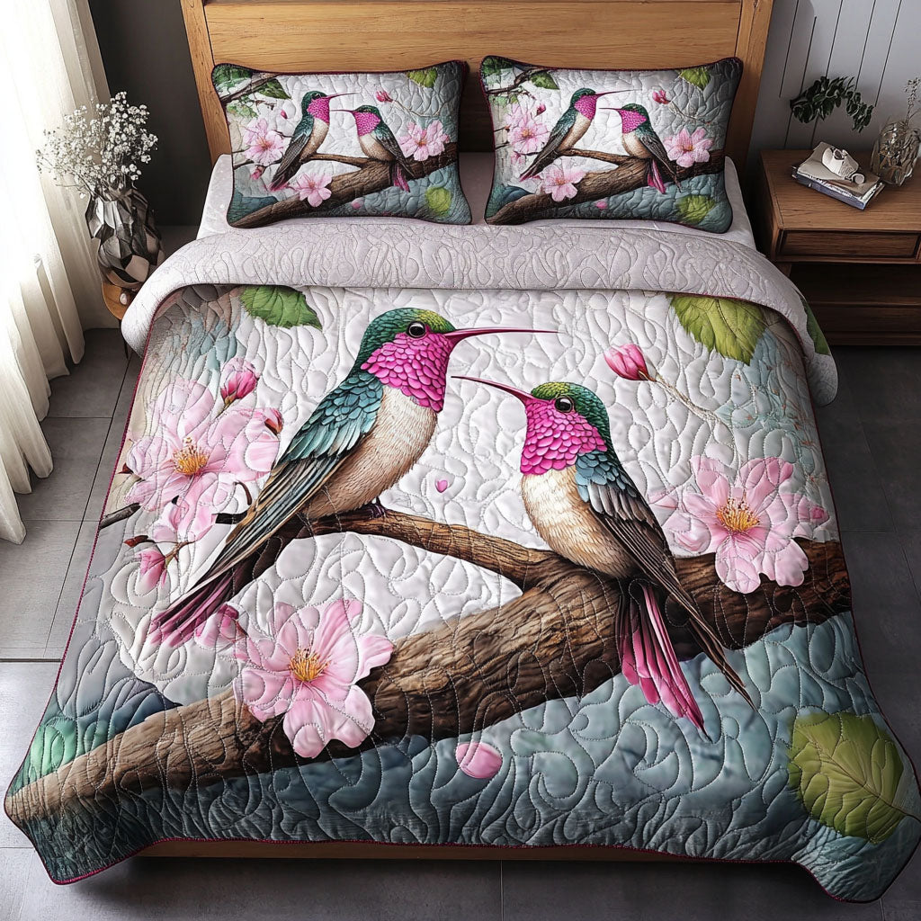 Hummingbird 3-Piece Quilted Bedding Set NCU0VT156