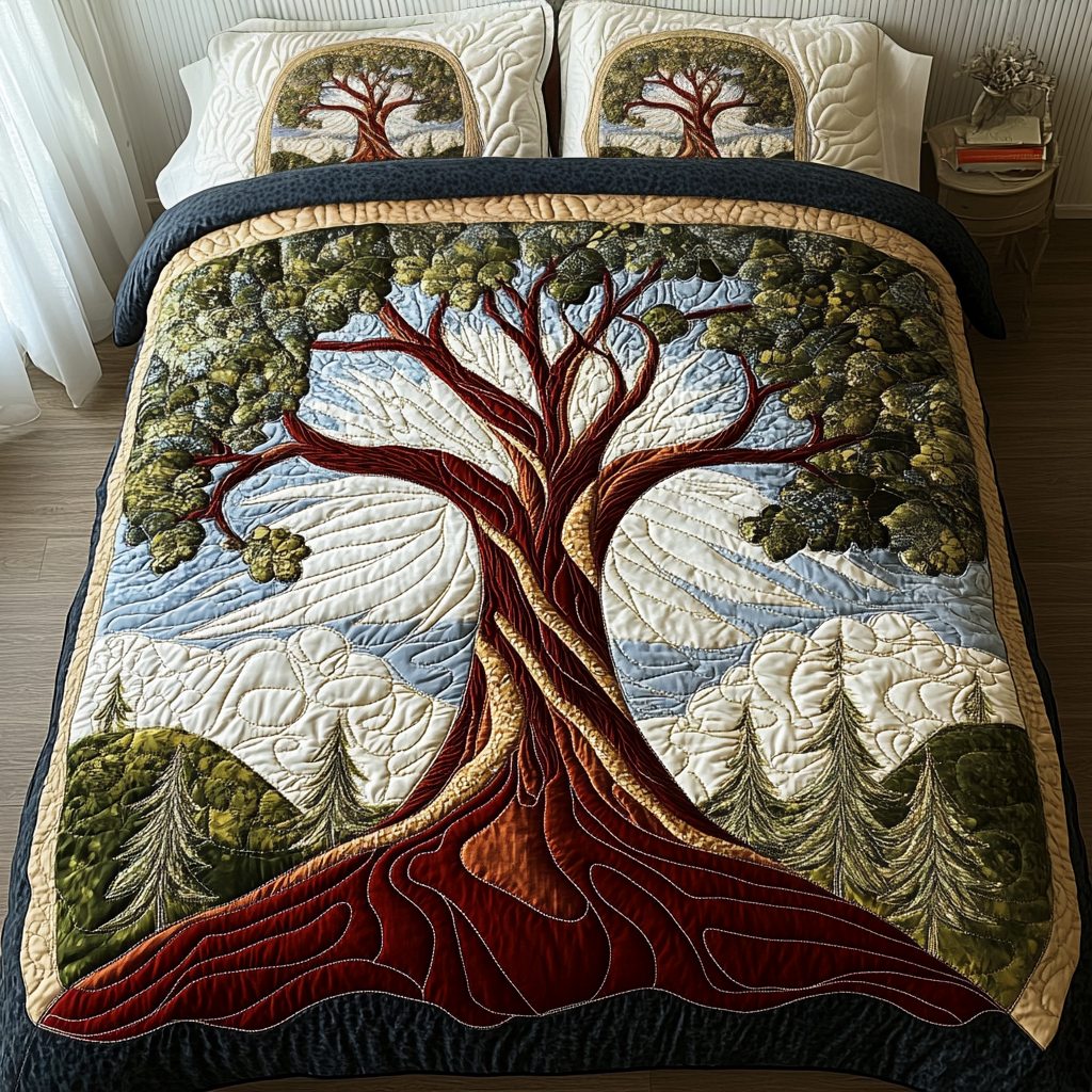Tree Of Life 3-Piece Quilted Bedding Set NCU0VT73