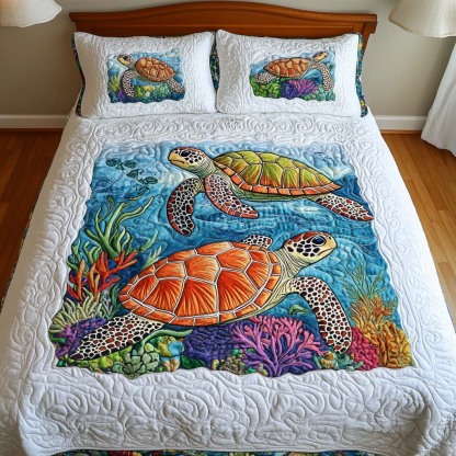 Turtle 3-Piece Quilted Bedding Set NCU0VT68