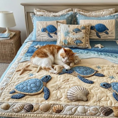 Ocean Waves 3-Piece Quilted Bedding Set NCU0NT2149