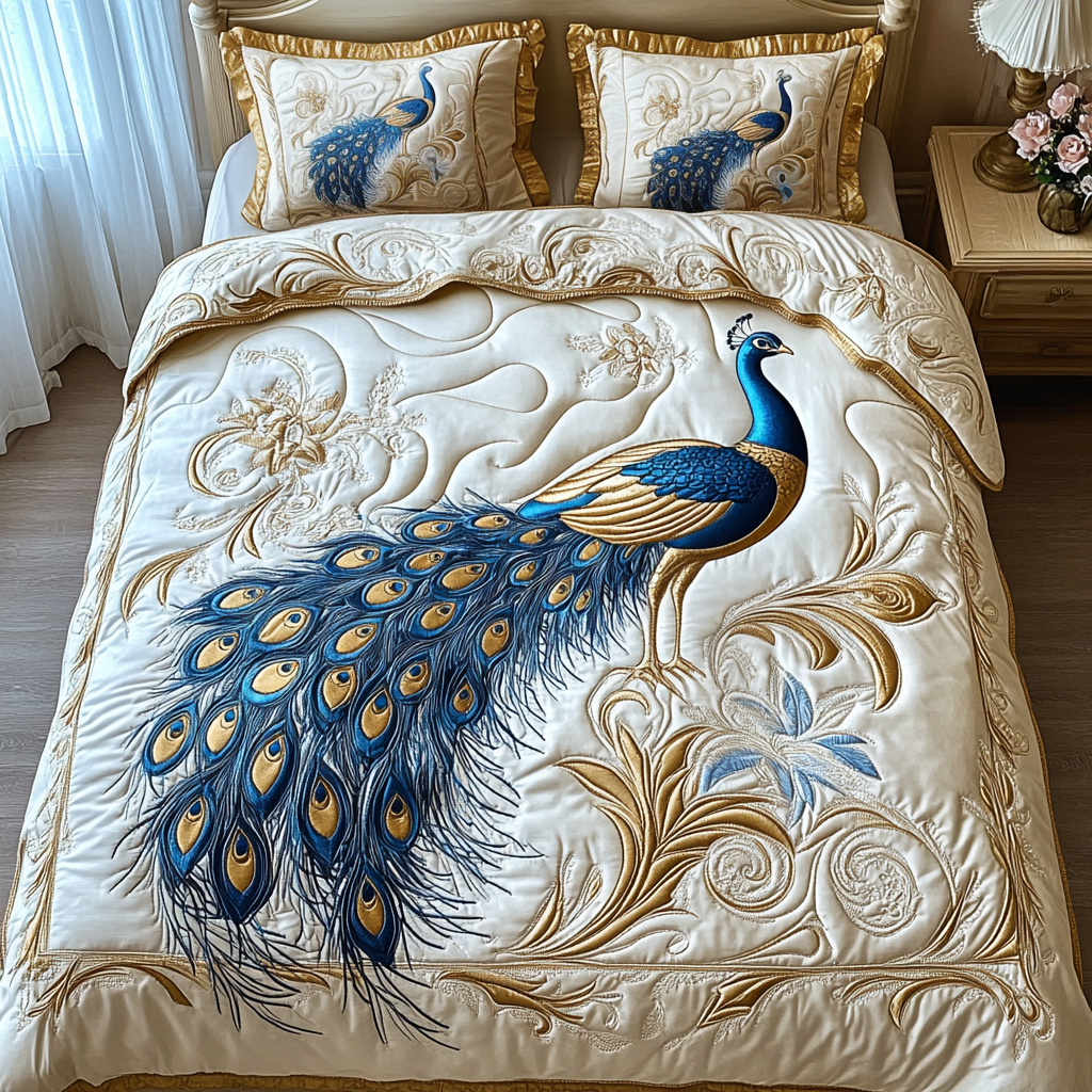 Opulent Plumage 3-Piece Quilted Bedding Set NCU0DV3332