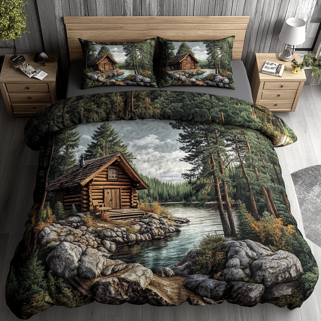 Log Cabin 3-Piece Quilted Bedding Set NCU0VT90