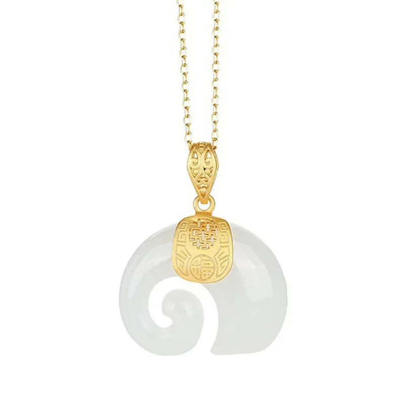 Hetian Jade Elephant Pendant Necklace – 18K Gold Plated Chain for Women