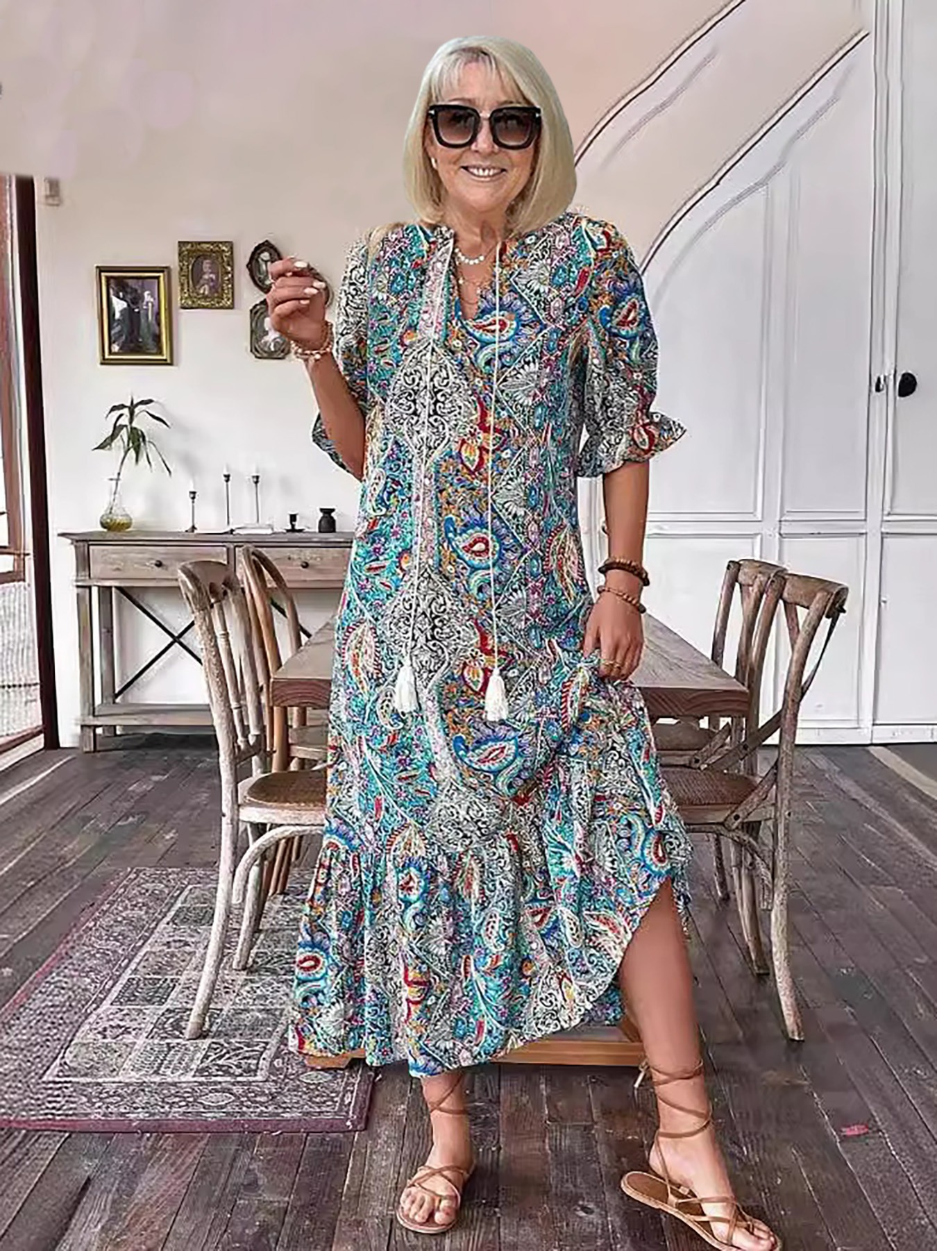 Summer Casual Vacation Paisley Print Dress
