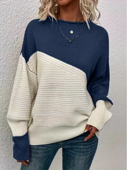 Women's long-sleeved round-neck knitted top