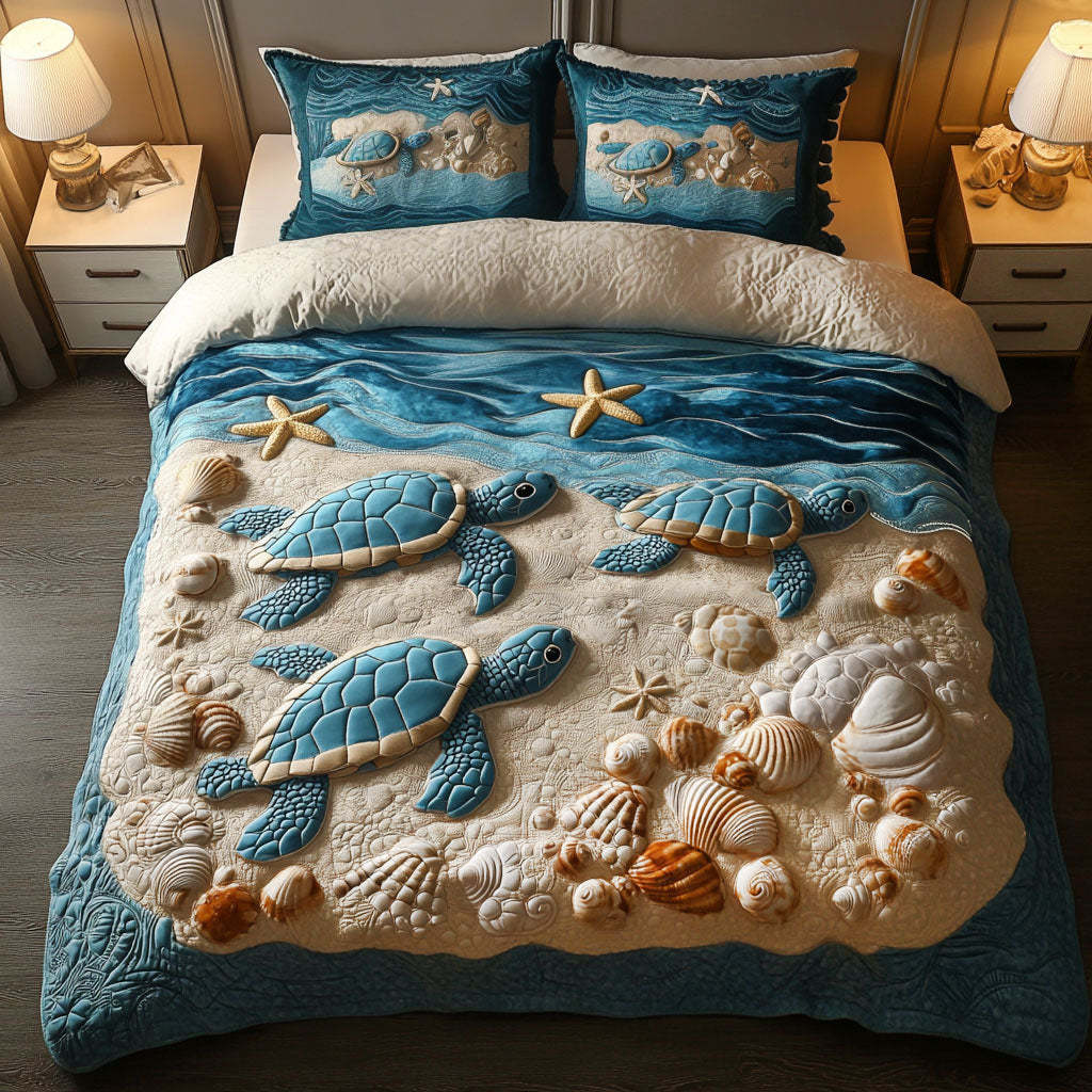 Turtle 3-Piece Quilted Bedding Set NCU0VT170
