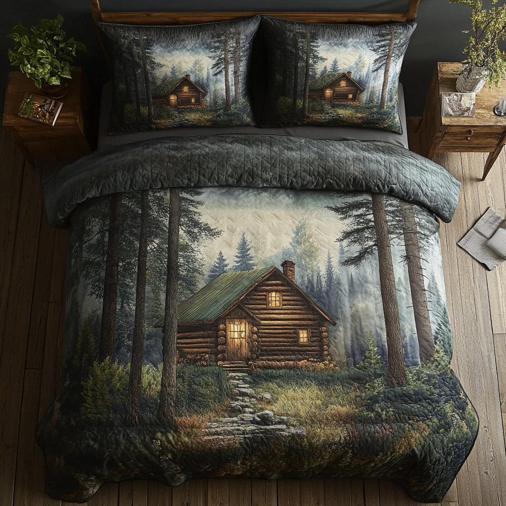 Log Cabin 3-Piece Quilted Bedding Set NCU0VT90