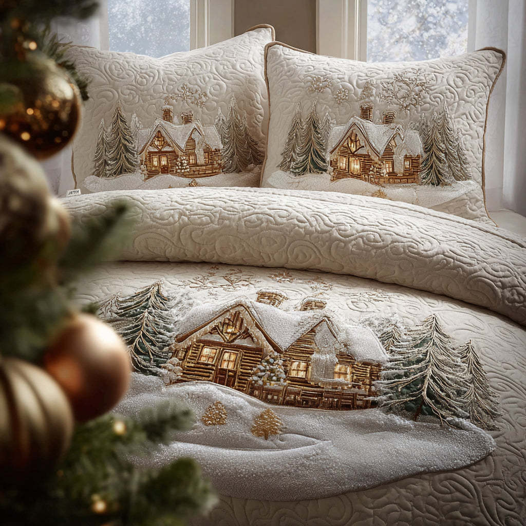 Snowlight Cabin 3-Piece Quilted Bedding Set NCU0DV8327