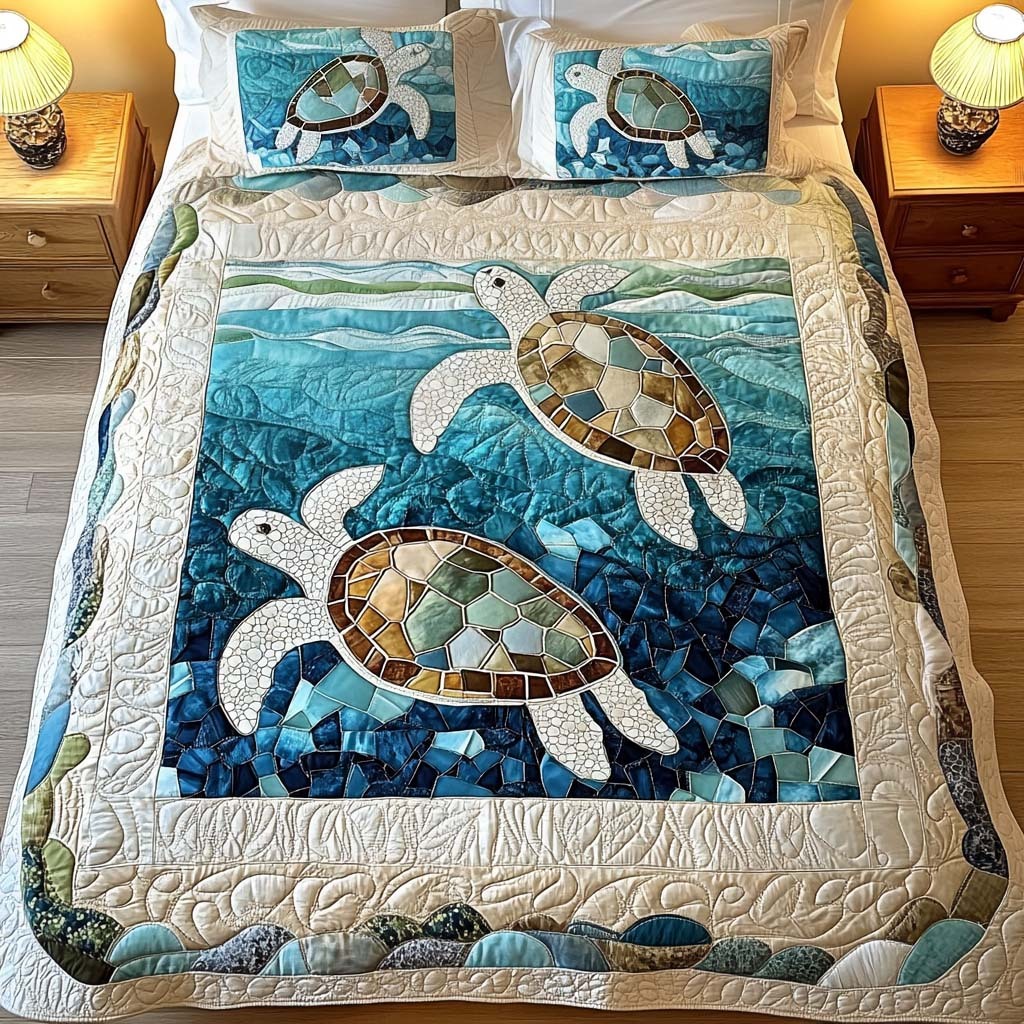 Turtle 3-Piece Quilted Bedding Set NCU0VT68