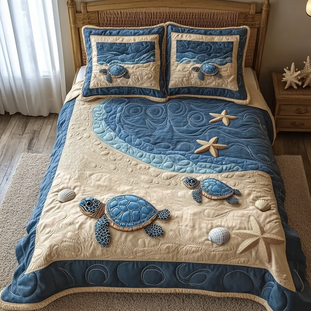 Sunlit Seashore 3-Piece Quilted Bedding Set NCU0DV1919