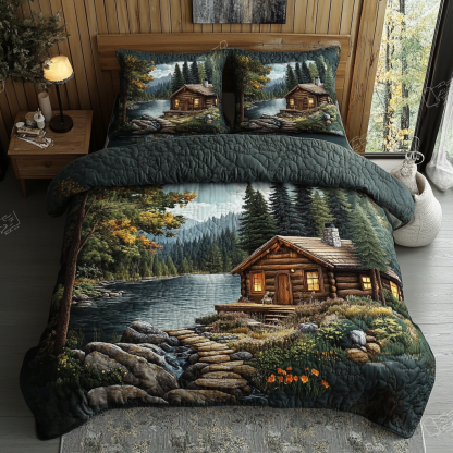 Log Cabin 3-Piece Quilted Bedding Set NCU0VT90