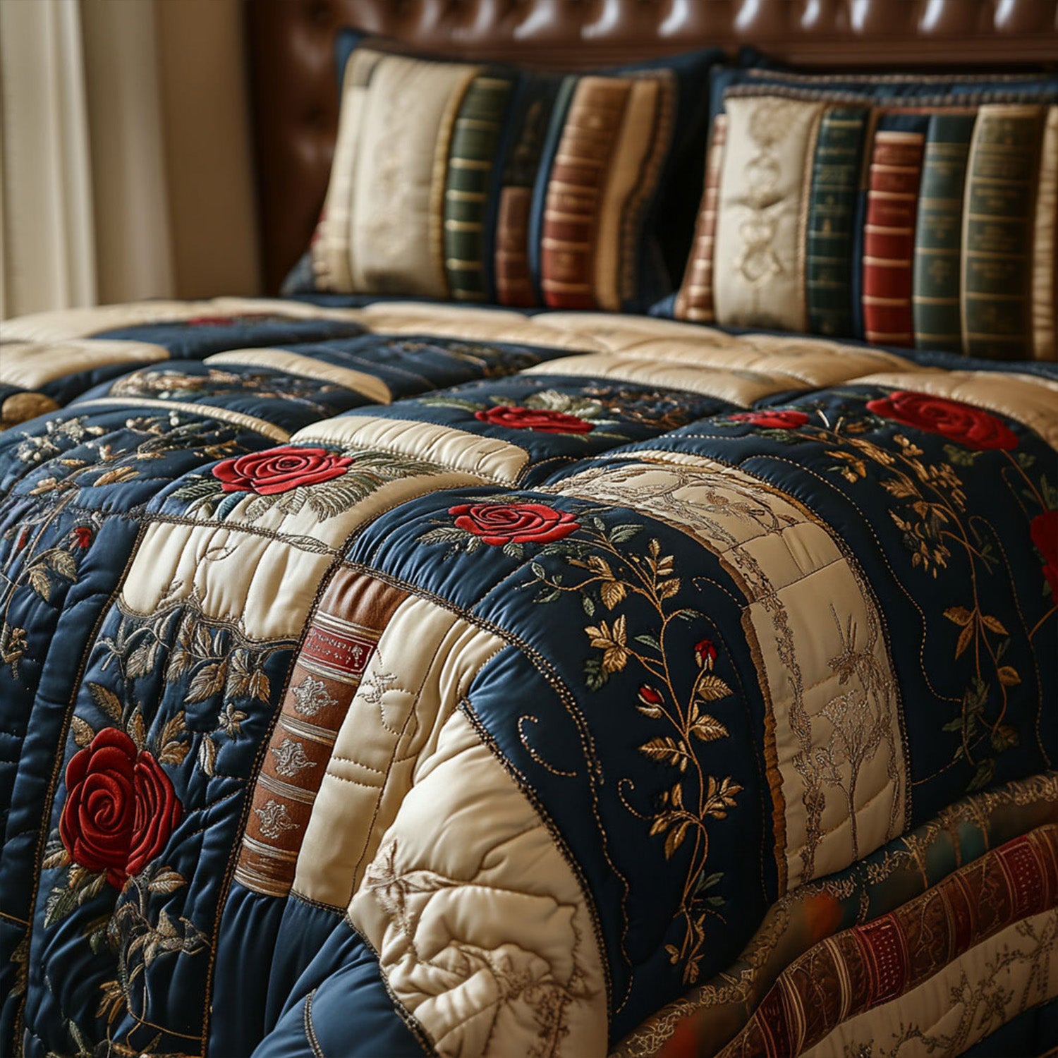 Vintage Books 3-Piece Quilted Bedding Set NCU0VT126