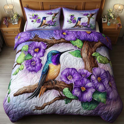 Hummingbird 3-Piece Quilted Bedding Set NCU0VT156