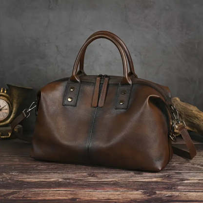 Vintage Brown Leather Handbag for Women