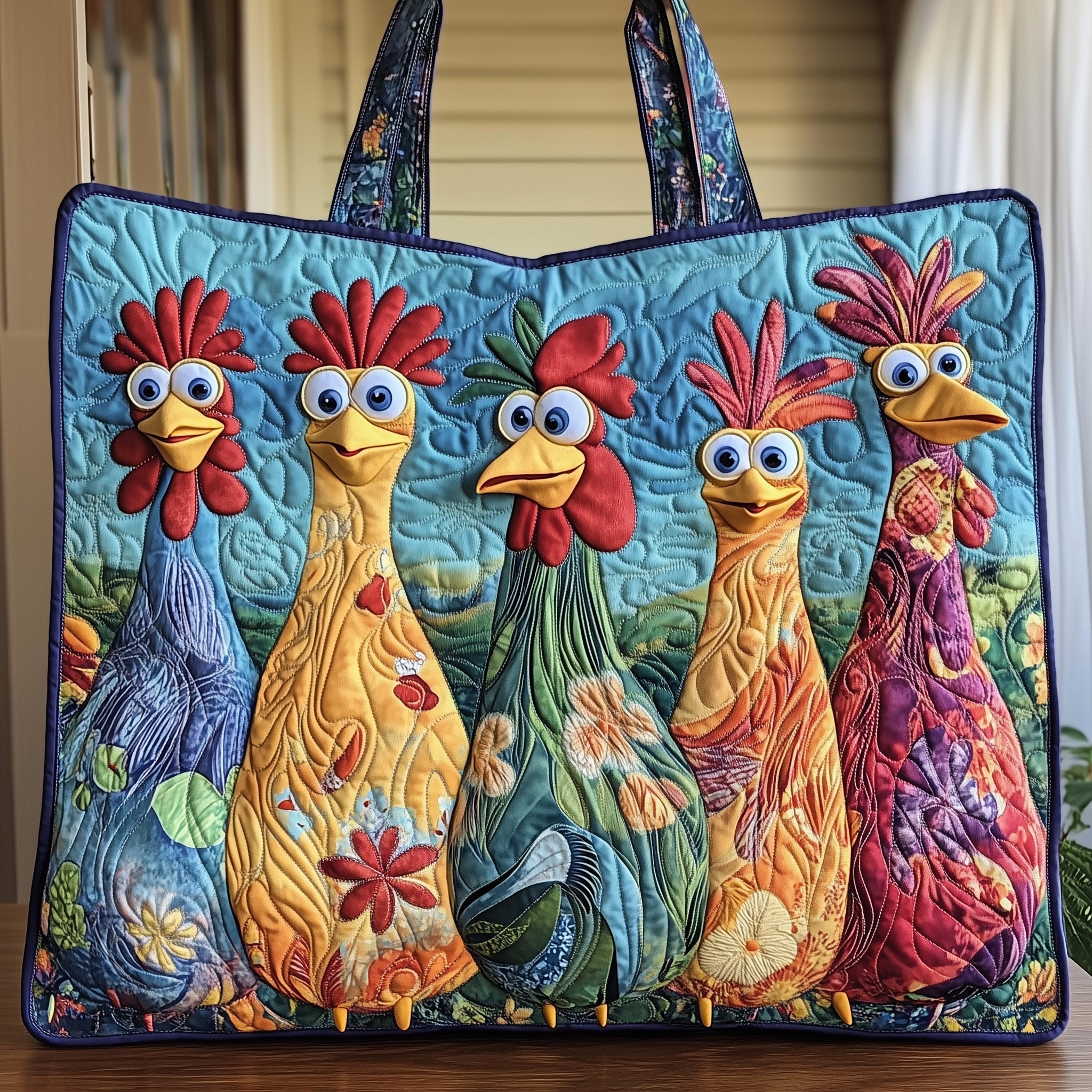 Funky Chicken Quilted Tote Bag GFTOHD7925