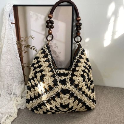 🔥Handmade Woven Tote Bag with Inner Pouch – Fashion Crochet Shoulder Bag for Summer & Beach🏖️☀️