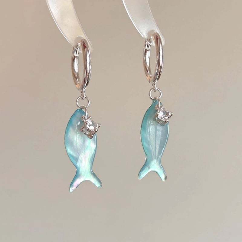 🐟✨ Ocean Dream Blue Fish Tail Earrings