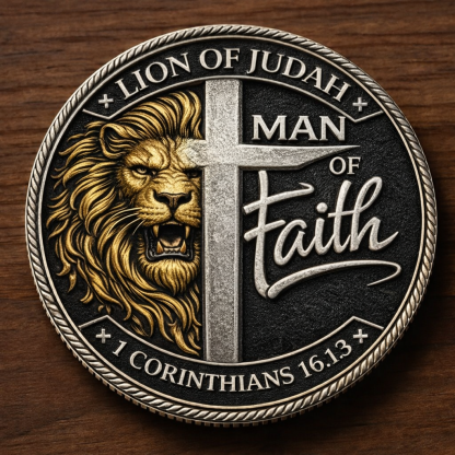 🦁Man of Faith – Warrior of the King Challenge Coin