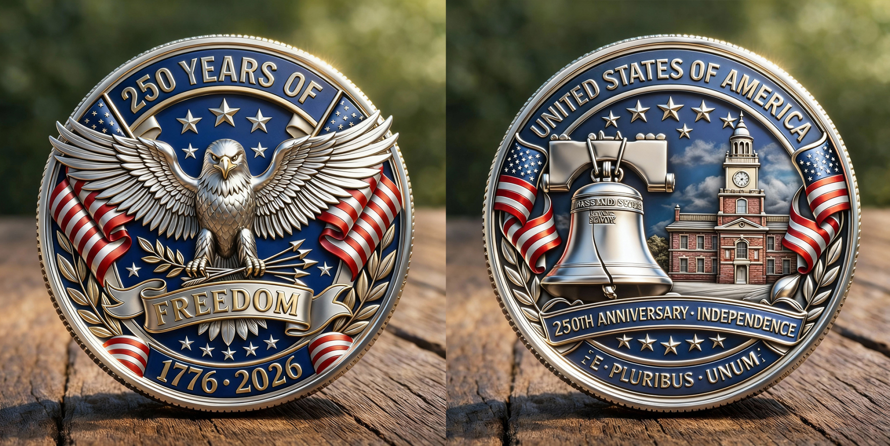 250 Years of Freedom 1776–2026 Commemorative Challenge Coin