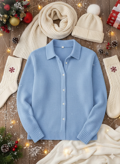 CLEARANCE SALE🔥Women's Casual Cotton Waffle Knit Button Cardigan Sweater