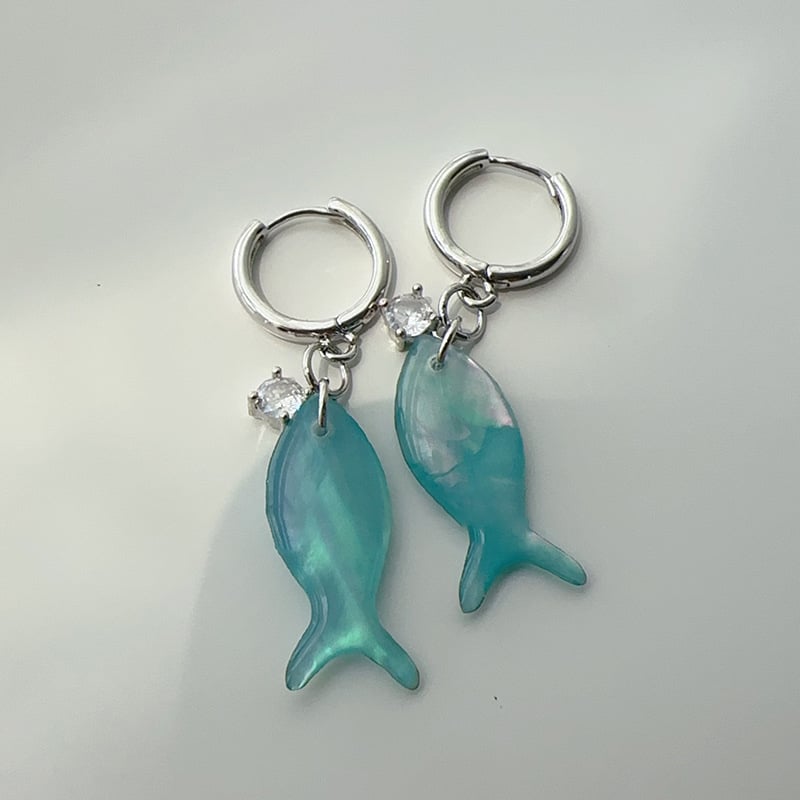 🐟✨ Ocean Dream Blue Fish Tail Earrings