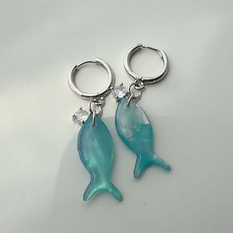 🐟✨ Ocean Dream Blue Fish Tail Earrings