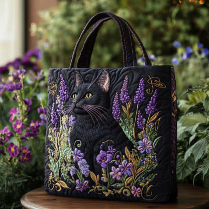 Moonlit Meow Quilted Tote  Bag