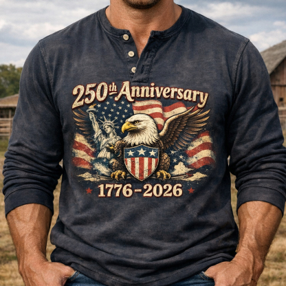 Men's US 250th Anniversary Long-Sleeve Henley Shirt