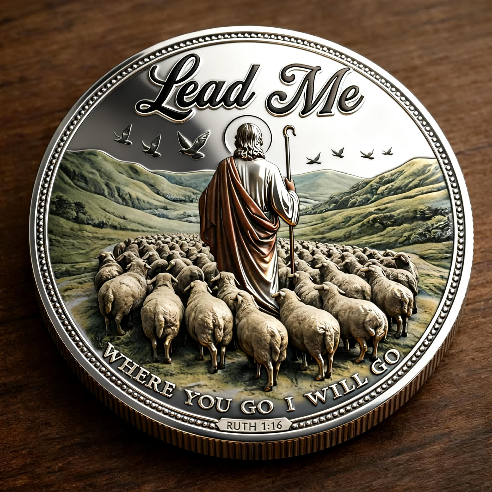 🏆Flash Sale 60% OFF -“The Good Shepherd – Lead Me” Faith Commemorative Coin ✝️🐑