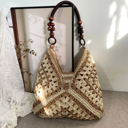 🔥Handmade Woven Tote Bag with Inner Pouch – Fashion Crochet Shoulder Bag for Summer & Beach🏖️☀️