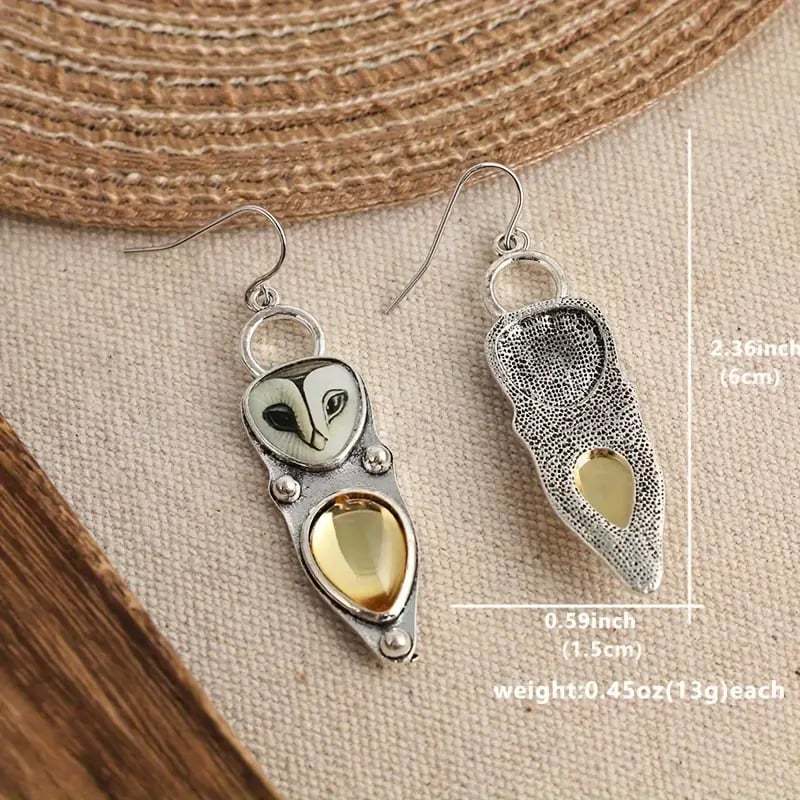 🦉Vintage Owl-Shaped Earrings with Synthetic Gemstone🌟