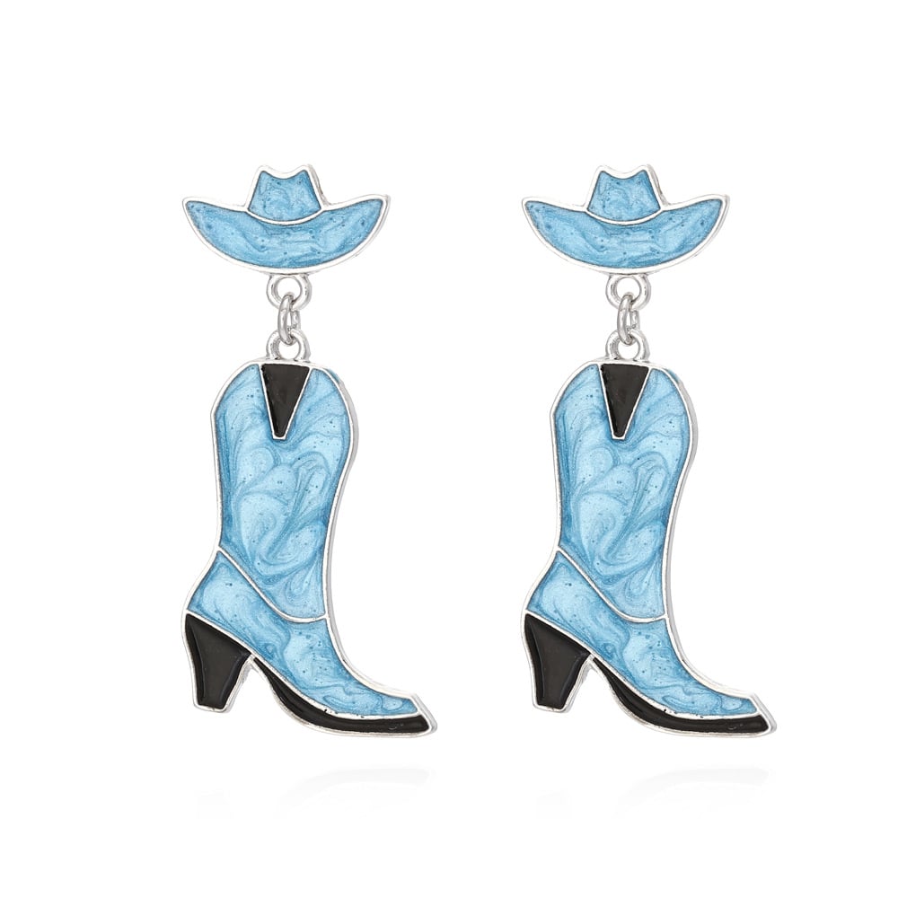 🤠 Fashion Retro Western Cowboy Boots and Hat Shaped Earrings👢
