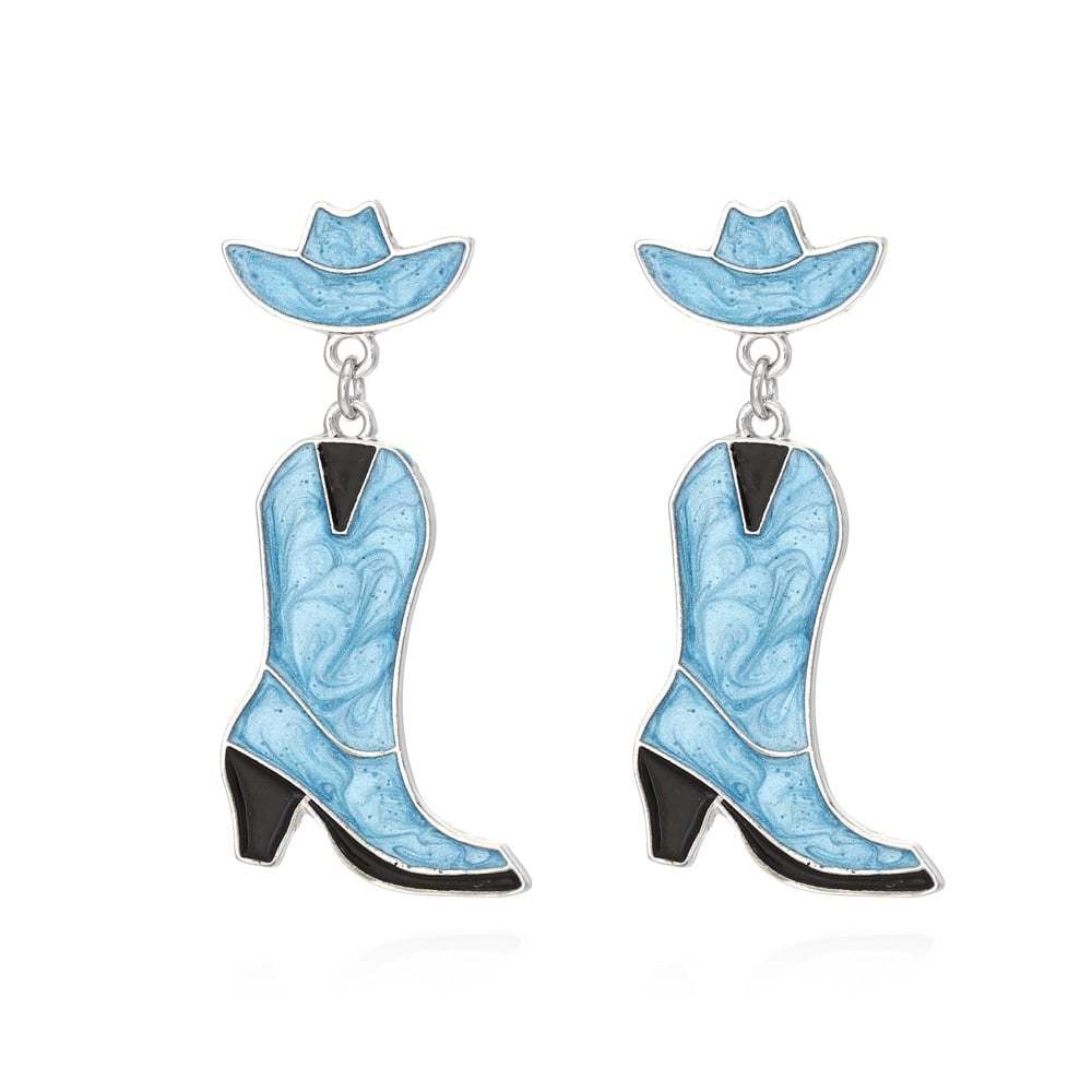 🤠 Fashion Retro Western Cowboy Boots and Hat Shaped Earrings👢