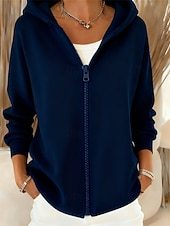 Women's zip-up hooded sweatshirt, simple and elegant, warm and stylish.