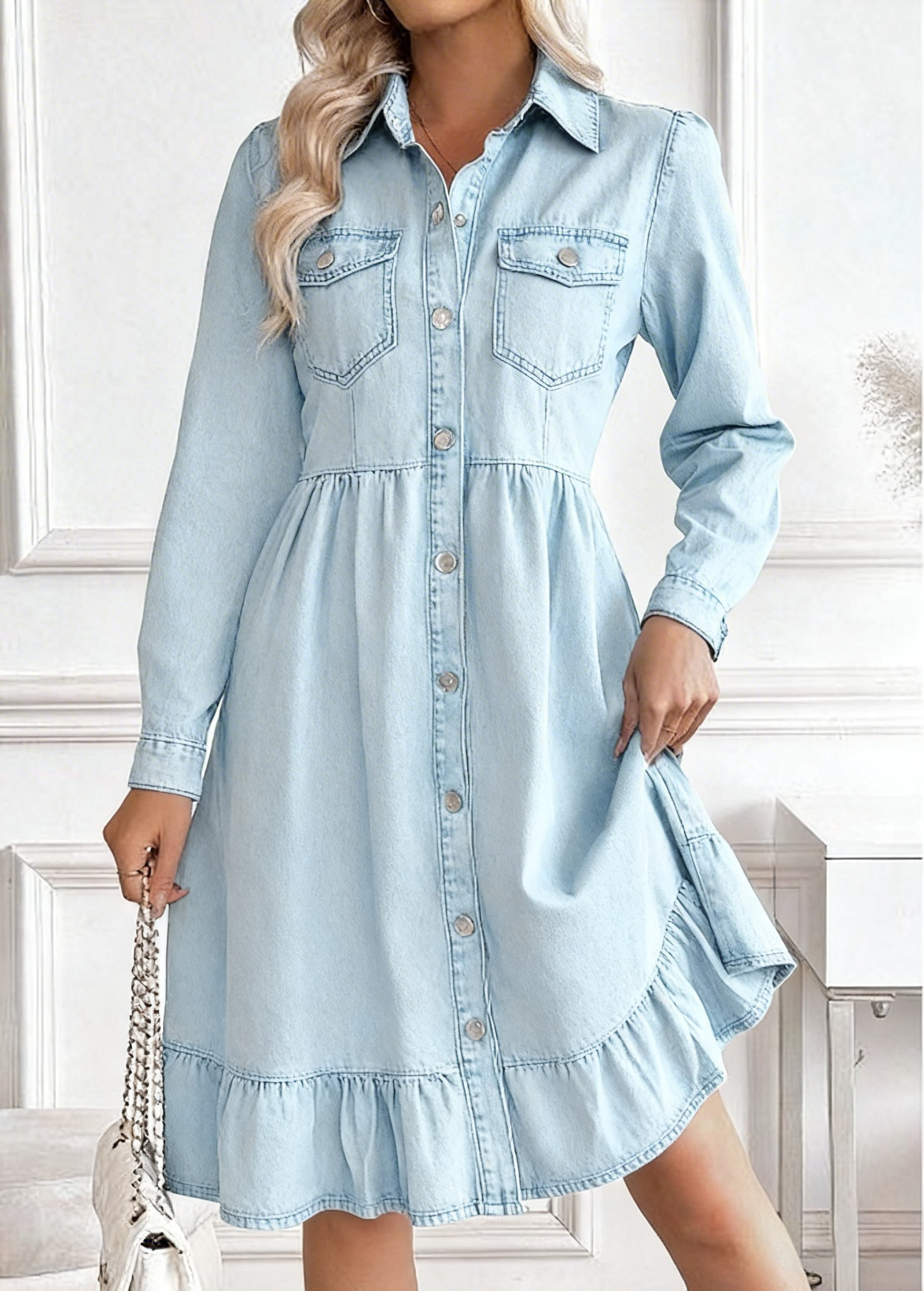 New product launch! 🔥Vintage Washed Women's Denim Shirt Dress