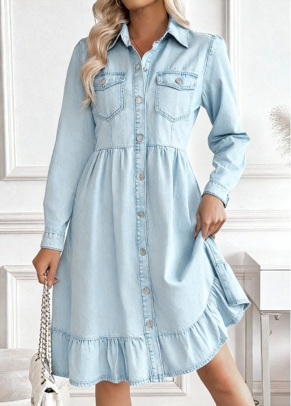 New product launch! 🔥Vintage Washed Women's Denim Shirt Dress