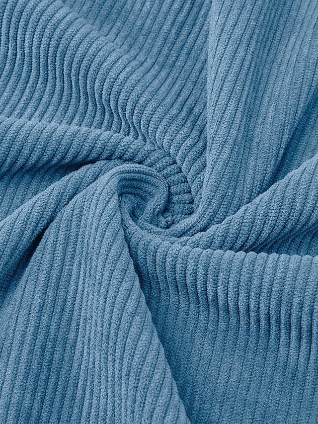 [Retro Workwear Style] Black High-Density Corduroy Loose-Fit Collared Zip-Up Jacket