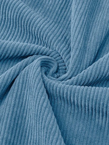 [Retro Workwear Style] Black High-Density Corduroy Loose-Fit Collared Zip-Up Jacket