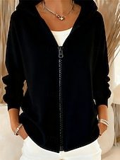 Women's zip-up hooded sweatshirt, simple and elegant, warm and stylish.