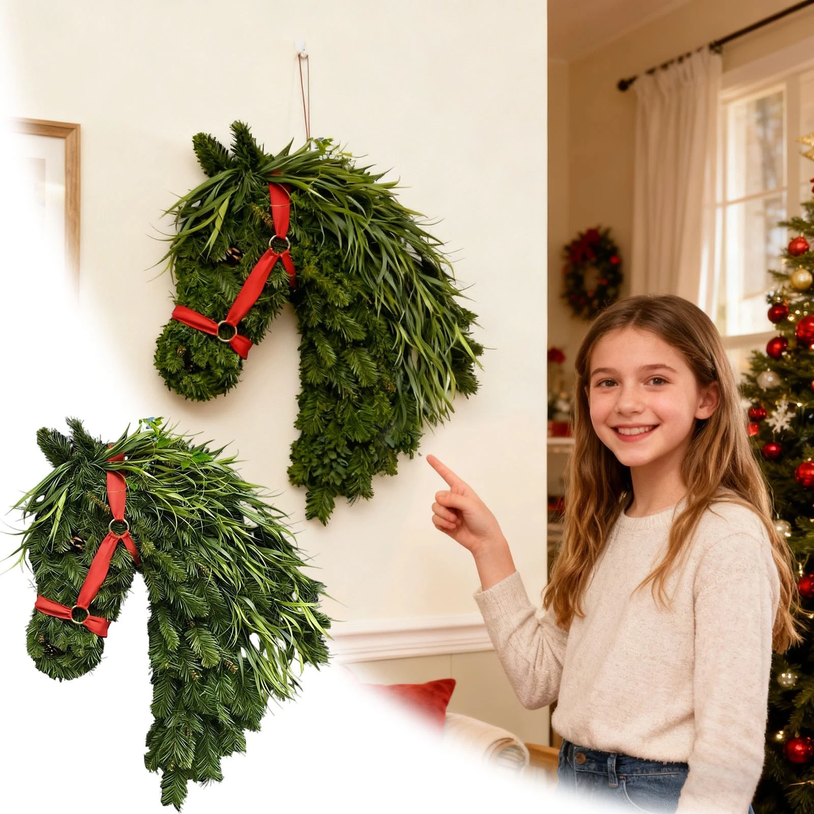 🎄Christmas Early Bird Sale - 49%OFF🐴Horse Head Wreath for Front Door