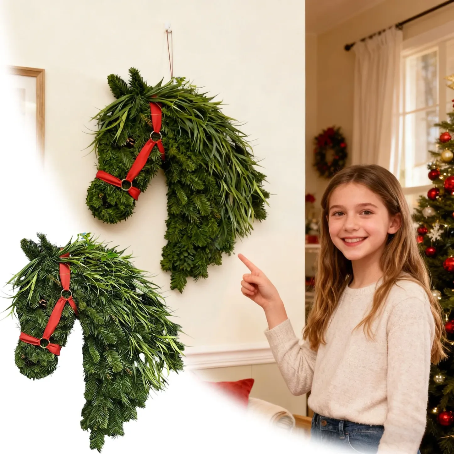 🎄Christmas Early Bird Sale - 49%OFF🐴Horse Head Wreath for Front Door