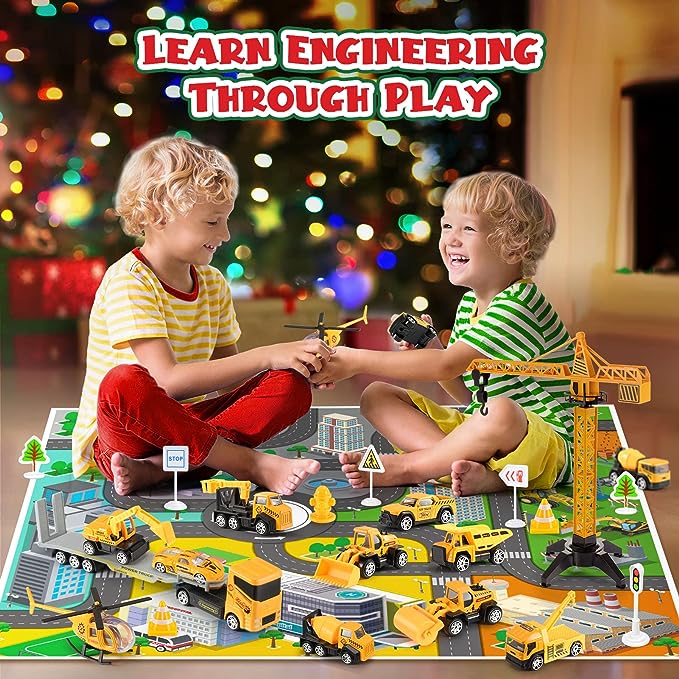 🚗Kids Advent Calendar for Boys: Alloy Construction Engineering Vehicle Toy Sets