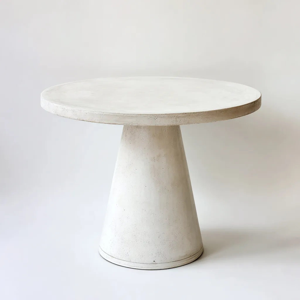 Tavolo da giardino - cemento rotondo - 130x75 cm - grigio - design minimalista moderno-Hutete