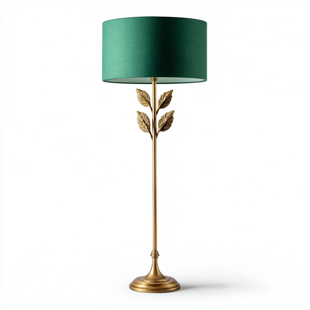 Lampada da terra in metallo 40x40x165 cm - oro - paralume verde - design classico decorativo-Hutete