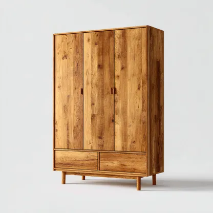 Armadio in rovere massello 165x60x210 cm - legno naturale - con spazi di archiviazione e design moderno-Hutete