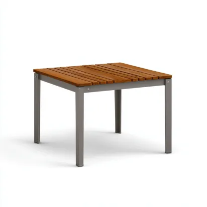 Tavolo da giardino in metallo e legno 80x80x75 cm - marrone-argento - design moderno-Hutete