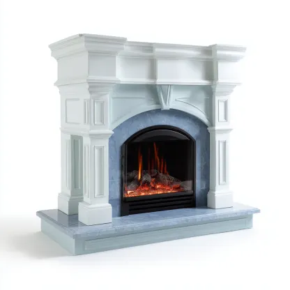 Camino elettrico con cornice decorativa in legno e marmo 135x40x110 cm - bianco - design classico con fiamma LED-Hutete