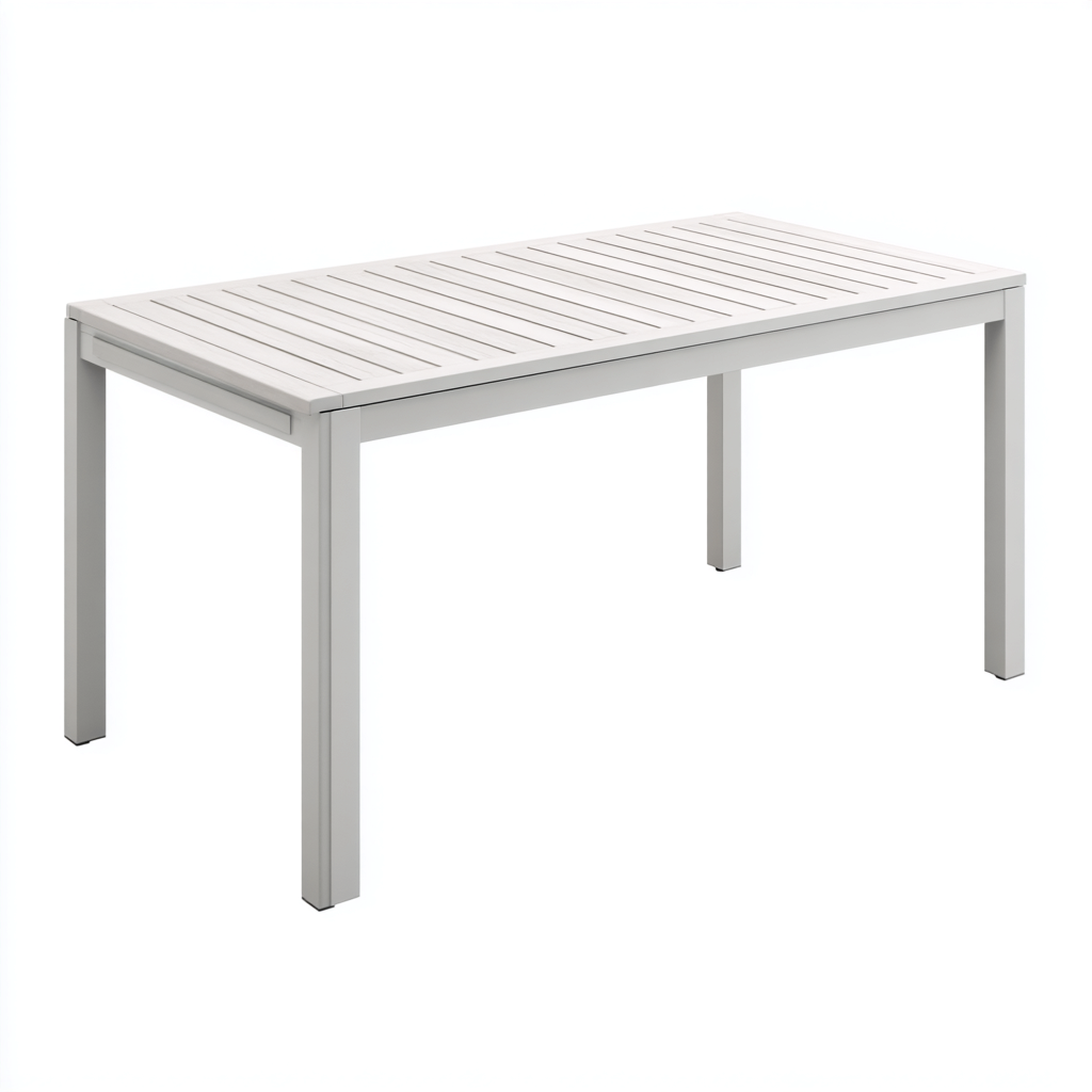 Tavolo da giardino - alluminio rettangolare - 150x90x75 cm - bianco - stile moderno resistente-Hutete