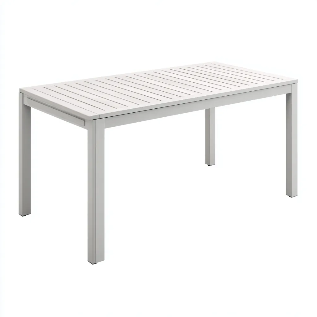 Tavolo da giardino - alluminio rettangolare - 150x90x75 cm - bianco - stile moderno resistente-Hutete